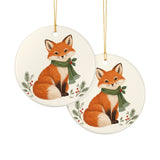 Christmas Woodland Fox Ceramic Ornament, Double Sided Round Christmas Decoration, Holiday Keepsake Gift — Product view — Photo 6