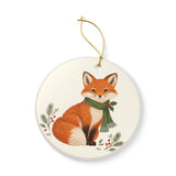 Christmas Woodland Fox Ceramic Ornament, Double Sided Round Christmas Decoration, Holiday Keepsake Gift — Product view — Photo 5