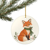 Christmas Woodland Fox Ceramic Ornament, Double Sided Round Christmas Decoration, Holiday Keepsake Gift — Product view — Photo 8