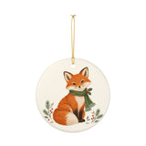 Christmas Woodland Fox Ceramic Ornament, Double Sided Round Christmas Decoration, Holiday Keepsake Gift — Product view — Photo 4