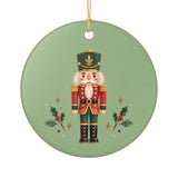 Classic Nutcracker Ceramic Ornament, Double Sided Round Christmas Decoration, Holiday Keepsake Gift — Front view — Photo 1