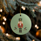 Classic Nutcracker Ceramic Ornament, Double Sided Round Christmas Decoration, Holiday Keepsake Gift — Lifestyle view — Photo 7