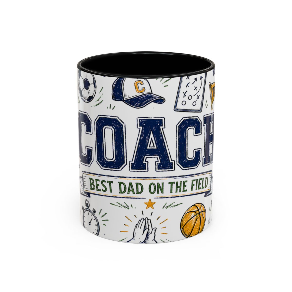 Coach Best Dad On The Field Coffee Mug | Father's Day Gift for Dad | Accent Color Ceramic 11oz 15oz — 6ad87051931ebbf89508ec28_72180_102752_front