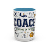 Coach Best Dad On The Field Coffee Mug | Father's Day Gift for Dad | Accent Color Ceramic 11oz 15oz — 6ad87051931ebbf89508ec28_105889_102753_front