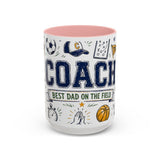 Coach Best Dad On The Field Coffee Mug | Father's Day Gift for Dad | Accent Color Ceramic 11oz 15oz — 6ad87051931ebbf89508ec28_105886_102753_front