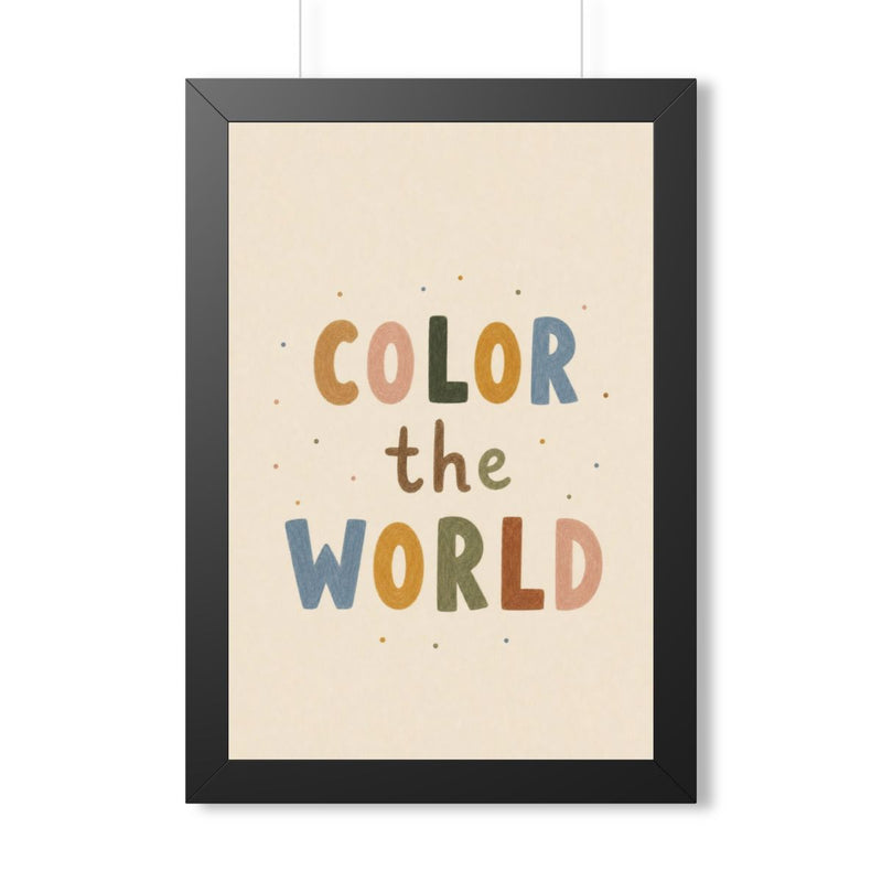 Color the World Framed Nursery Poster | Storybook Wall Art | Kids Room Decor | Black Walnut White Frame | 16x24 20x30 — 6ad86fc4931ebbf89508eb92_69668_124096_front