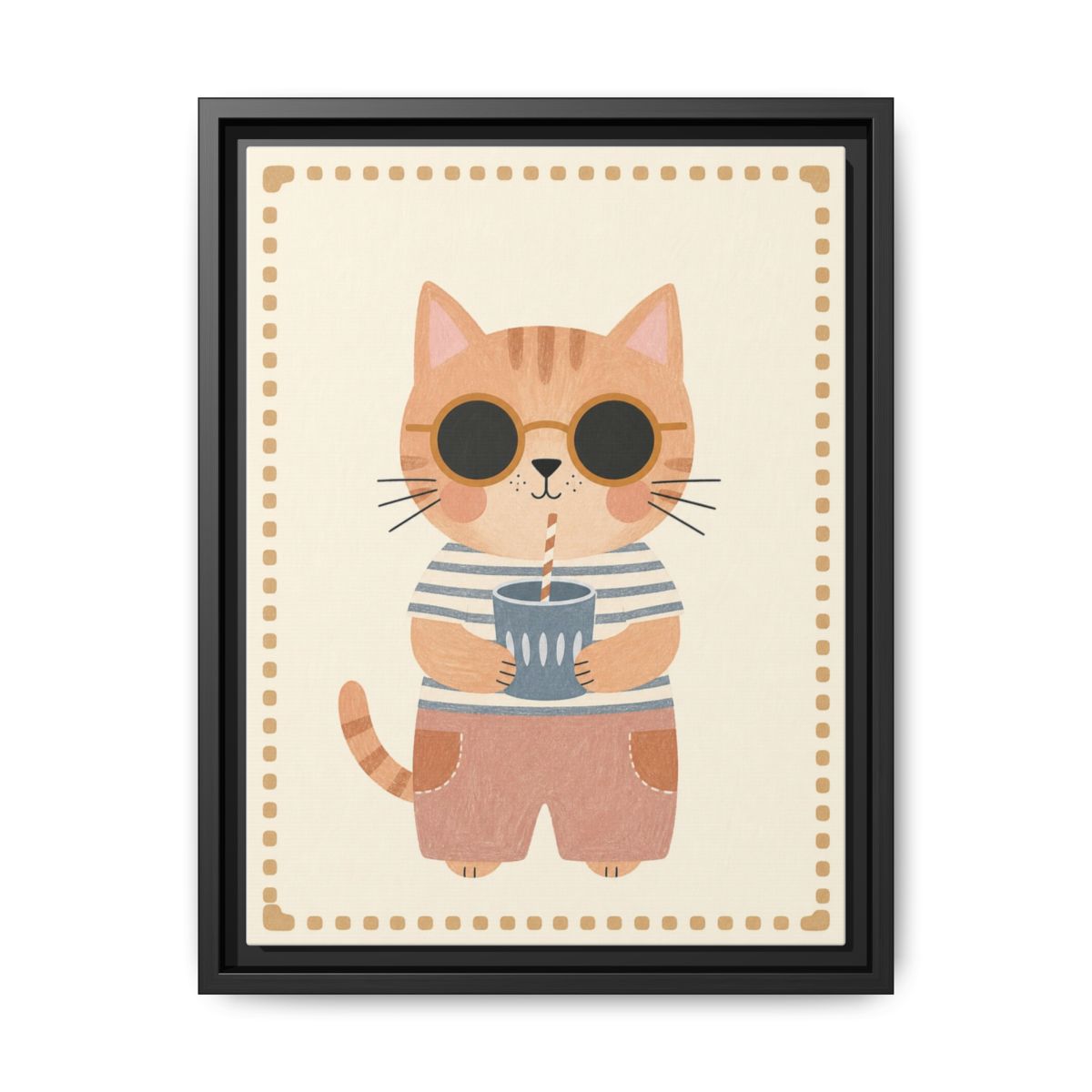 Cozy Cat Framed Nursery Canvas, Storybook Kids Room Wall Art, 12x16 18x24 — 6ad866934958069ad00ff6d8_88292_103215_front