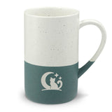 Cozy Cat Moon Engraved Speckled Ceramic Mug, 13oz, Minimalist Coffee Cup, Gift for Nature Lovers — Front view — Photo 2