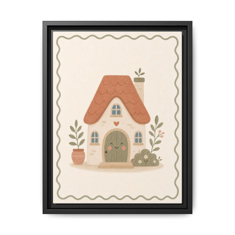 Cozy House Framed Nursery Canvas, Storybook Kids Room Wall Art, 12x16 18x24 — 6ad866869136e3edae0e5dc1_88292_103215_front