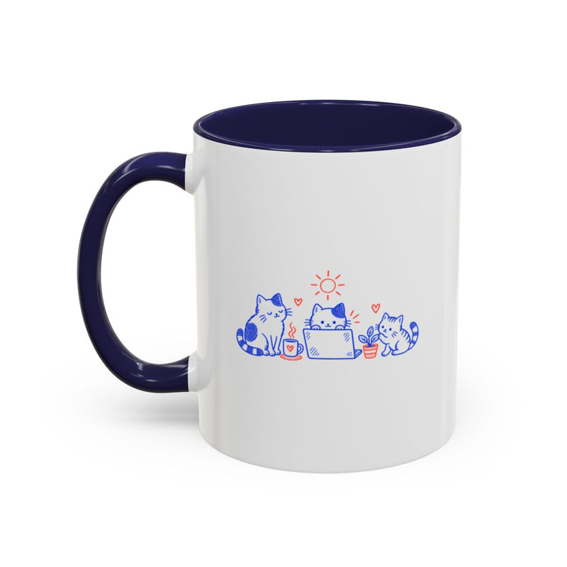Creative Cats Coffee Mug, Create Your Own Sunshine Quote Cup, Navy Accent Mug, Artist Coworker Gift, 11oz — 11oz / Navy — left