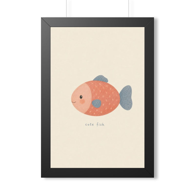 Cute Fish Framed Nursery Poster | Storybook Wall Art | Kids Room Decor | Black Walnut White Frame | 16x24 20x30 — 6ad86f90484d495a850b3b4c_69668_124096_front