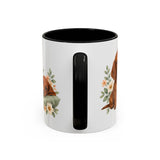 Dachshund Mug, Cute Watercolor Dog Coffee Cup, Floral Pet Lover Gift, 11oz 15oz Ceramic Accent Mug — 11oz / Black — back