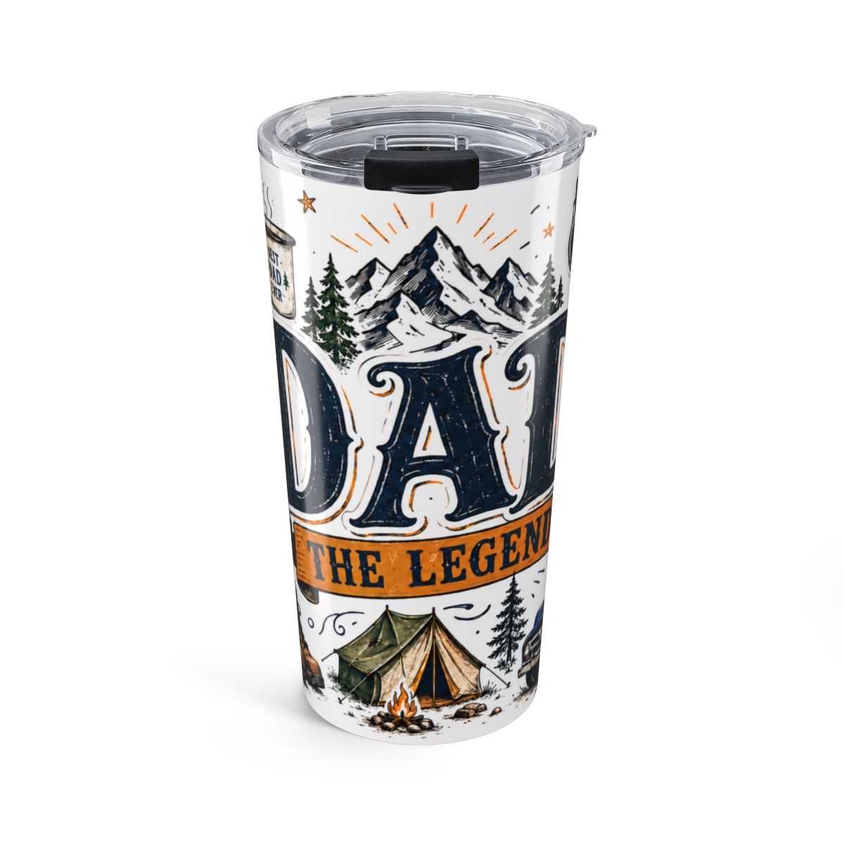 Dad The Legend 20oz Tumbler — Father's Day Gift for Dad — Insulated Stainless Steel Travel Cup — Front view — Photo 1