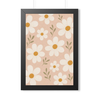 Daisy Pattern Framed Nursery Poster | Storybook Wall Art | Kids Room Decor | Black Walnut White Frame | 16x24 20x30 — 6ad86fde533917771e060d2e_69668_124096_front