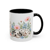 Dalmatian Mug, Cute Watercolor Dog Coffee Cup, Floral Pet Lover Gift, 11oz 15oz Ceramic Accent Mug — 11oz / Black — right