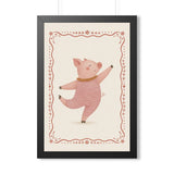 Dancing Pig Border Framed Nursery Wall Art, Storybook Kids Room Decor, 16x24 20x30 Poster — Front view — Photo 2