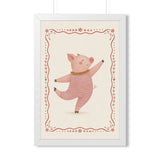 Dancing Pig Border Framed Nursery Wall Art, Storybook Kids Room Decor, 16x24 20x30 Poster — Front view — Photo 6