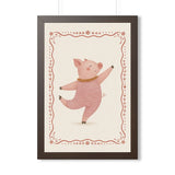 Dancing Pig Border Framed Nursery Wall Art, Storybook Kids Room Decor, 16x24 20x30 Poster — Front view — Photo 4
