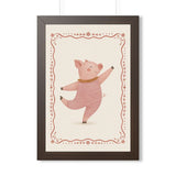 Dancing Pig Border Framed Nursery Wall Art, Storybook Kids Room Decor, 16x24 20x30 Poster — Front view — Photo 3