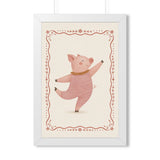 Dancing Pig Border Framed Nursery Wall Art, Storybook Kids Room Decor, 16x24 20x30 Poster — Front view — Photo 5