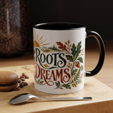 Deep Roots Brave Dreams Mug, Botanical Inspirational Coffee Cup, Encouragement Gift, 11oz 15oz Accent Mug — Product view — Photo 21