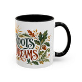Deep Roots Brave Dreams Mug, Botanical Inspirational Coffee Cup, Encouragement Gift, 11oz 15oz Accent Mug — Right view — Photo 18