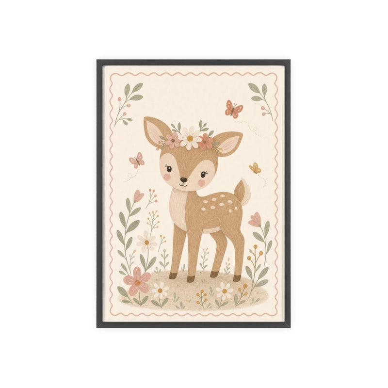 Deer Garden Framed Nursery Poster, Storybook Kids Room Wall Art, A4 A3 Size — 6ad866e12f6ce68f150209a2_96250_80279_front