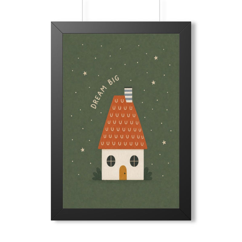 Dream Big House Framed Nursery Poster | Storybook Wall Art | Kids Room Decor | Black Walnut White Frame | 16x24 20x30 — 6ad86fe462c6e142010d47cb_69668_124096_front