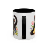 Easter Black Cat Mug, Egg Hunt, Cute Animal Lover Gift, Watercolor Ceramic Coffee Cup, 11oz 15oz — 11oz / Black — back