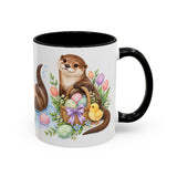 Easter Otter Mug, River Easter, Cute Animal Lover Gift, Watercolor Ceramic Coffee Cup, 11oz 15oz — 11oz / Black — right