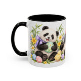 Easter Panda Mug, Bamboo Easter, Cute Animal Lover Gift, Watercolor Ceramic Coffee Cup, 11oz 15oz — 11oz / Black — left