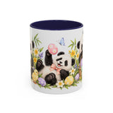 Easter Panda Mug, Bamboo Easter, Cute Animal Lover Gift, Watercolor Ceramic Coffee Cup, 11oz 15oz — 11oz / Navy — front