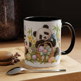 Easter Panda Mug, Bamboo Easter, Cute Animal Lover Gift, Watercolor Ceramic Coffee Cup, 11oz 15oz — 11oz / Black — context-1