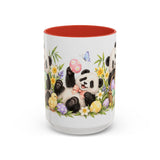 Easter Panda Mug, Bamboo Easter, Cute Animal Lover Gift, Watercolor Ceramic Coffee Cup, 11oz 15oz — 15oz / Red — front