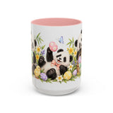 Easter Panda Mug, Bamboo Easter, Cute Animal Lover Gift, Watercolor Ceramic Coffee Cup, 11oz 15oz — 15oz / Pink — front
