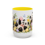 Easter Panda Mug, Bamboo Easter, Cute Animal Lover Gift, Watercolor Ceramic Coffee Cup, 11oz 15oz — 15oz / Yellow — front