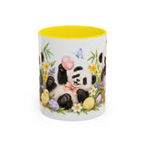 Easter Panda Mug, Bamboo Easter, Cute Animal Lover Gift, Watercolor Ceramic Coffee Cup, 11oz 15oz — 11oz / Yellow — front