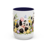 Easter Panda Mug, Bamboo Easter, Cute Animal Lover Gift, Watercolor Ceramic Coffee Cup, 11oz 15oz — 15oz / Navy — front