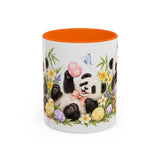 Easter Panda Mug, Bamboo Easter, Cute Animal Lover Gift, Watercolor Ceramic Coffee Cup, 11oz 15oz — 11oz / Orange — front