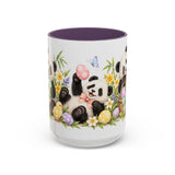 Easter Panda Mug, Bamboo Easter, Cute Animal Lover Gift, Watercolor Ceramic Coffee Cup, 11oz 15oz — 15oz / Purple — front