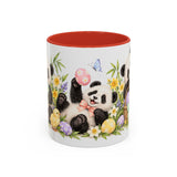 Easter Panda Mug, Bamboo Easter, Cute Animal Lover Gift, Watercolor Ceramic Coffee Cup, 11oz 15oz — 11oz / Red — front