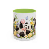 Easter Panda Mug, Bamboo Easter, Cute Animal Lover Gift, Watercolor Ceramic Coffee Cup, 11oz 15oz — 11oz / Light Green — front