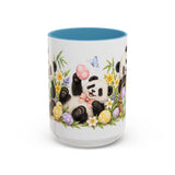 Easter Panda Mug, Bamboo Easter, Cute Animal Lover Gift, Watercolor Ceramic Coffee Cup, 11oz 15oz — 15oz / Light Blue — front