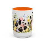 Easter Panda Mug, Bamboo Easter, Cute Animal Lover Gift, Watercolor Ceramic Coffee Cup, 11oz 15oz — 15oz / Orange — front