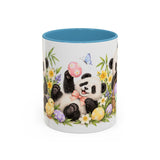 Easter Panda Mug, Bamboo Easter, Cute Animal Lover Gift, Watercolor Ceramic Coffee Cup, 11oz 15oz — 11oz / Light Blue — front