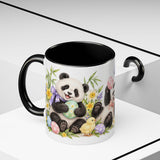Easter Panda Mug, Bamboo Easter, Cute Animal Lover Gift, Watercolor Ceramic Coffee Cup, 11oz 15oz — 11oz / Black — context-2