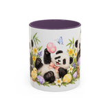Easter Panda Mug, Bamboo Easter, Cute Animal Lover Gift, Watercolor Ceramic Coffee Cup, 11oz 15oz — 11oz / Purple — front