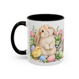 Easter Rabbit Mug, Spring Eggs, Cute Animal Lover Gift, Watercolor Ceramic Coffee Cup, 11oz 15oz — 11oz / Black — left