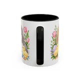 Easter Rabbit Mug, Spring Eggs, Cute Animal Lover Gift, Watercolor Ceramic Coffee Cup, 11oz 15oz — 11oz / Black — back
