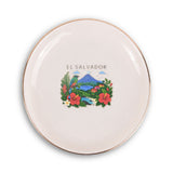 El Salvador Ceramic Ring Dish, Gold Rim Trinket Tray, Jewelry Holder Gift, Round Wavy Round Heart — Front view — Photo 1